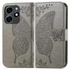 For Tecno Spark 20C Butterfly Love Flower Embossed Leather Phone Case(Gray) - 1