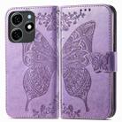 For Tecno Spark 20C Butterfly Love Flower Embossed Leather Phone Case(Light Purple) - 1