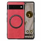 For Google Pixel 6A Solid Color Leather Skin Back Cover Phone Case(Red) - 1