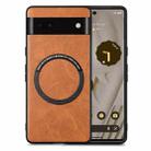 For Google Pixel 6A Solid Color Leather Skin Back Cover Phone Case(Brown) - 1