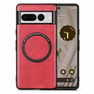 For Google Pixel 7 Pro Solid Color Leather Skin Back Cover Phone Case(Red) - 1