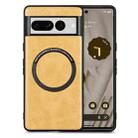 For Google Pixel 7 Pro Solid Color Leather Skin Back Cover Phone Case(Yellow) - 1