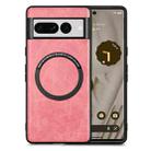 For Google Pixel 7 Pro Solid Color Leather Skin Back Cover Phone Case(Pink) - 1