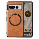 For Google Pixel 7 Pro Solid Color Leather Skin Back Cover Phone Case(Brown) - 1