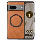 For Google Pixel 7 Solid Color Leather Skin Back Cover Phone Case(Brown) - 1