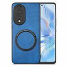 For Honor 80 Solid Color Leather Skin Back Cover Phone Case(Blue) - 1