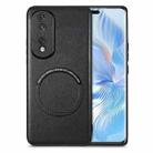 For Honor 80 Pro Solid Color Leather Skin Back Cover Phone Case(Black) - 1