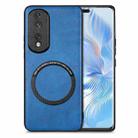 For Honor 80 Pro Solid Color Leather Skin Back Cover Phone Case(Blue) - 1