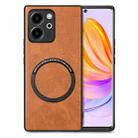 For Honor 80 SE Solid Color Leather Skin Back Cover Phone Case(Brown) - 1