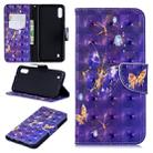 3D Colored Drawing Pattern Horizontal Flip Leather Case for Samsung Galaxy M10, with Holder & Card Slots & Wallet(Purple Butterfly) - 1