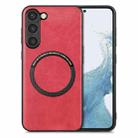 For Samsung Galaxy S23+ 5G Solid Color Leather Skin Back Cover Phone Case(Red) - 1