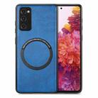 For Samsung Galaxy S20 FE Solid Color Leather Skin Back Cover Phone Case(Blue) - 1