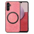 For Samsung Galaxy A14 4G Solid Color Leather Skin Back Cover Phone Case(Pink) - 1