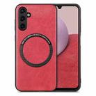 For Samsung Galaxy A14 5G Solid Color Leather Skin Back Cover Phone Case(Red) - 1