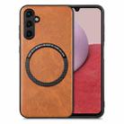 For Samsung Galaxy A14 5G Solid Color Leather Skin Back Cover Phone Case(Brown) - 1