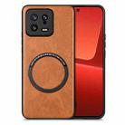 For Xiaomi 13 Solid Color Leather Skin Back Cover Phone Case(Brown) - 1