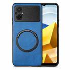 For Xiaomi POCO M5 4G Solid Color Leather Skin Back Cover Phone Case(Blue) - 1