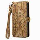 For iPhone 14 Geometric Zipper Wallet Side Buckle Leather Phone Case(Brown) - 2