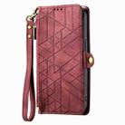 For iPhone 14 Geometric Zipper Wallet Side Buckle Leather Phone Case(Red) - 2