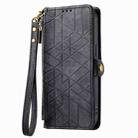 For iPhone 14 Geometric Zipper Wallet Side Buckle Leather Phone Case(Black) - 2