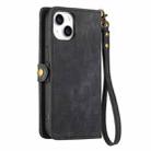 For iPhone 14 Geometric Zipper Wallet Side Buckle Leather Phone Case(Black) - 3