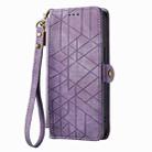 For iPhone 14 Geometric Zipper Wallet Side Buckle Leather Phone Case(Purple) - 2