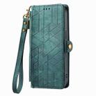 For iPhone 14 Geometric Zipper Wallet Side Buckle Leather Phone Case(Green) - 2