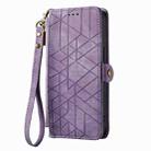 For iPhone 14 Plus Geometric Zipper Wallet Side Buckle Leather Phone Case(Purple) - 2