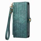 For iPhone 14 Plus Geometric Zipper Wallet Side Buckle Leather Phone Case(Green) - 2