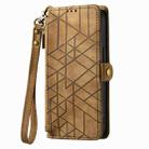 For iPhone 13 Geometric Zipper Wallet Side Buckle Leather Phone Case(Brown) - 2