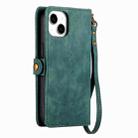 For iPhone 13 Geometric Zipper Wallet Side Buckle Leather Phone Case(Green) - 3