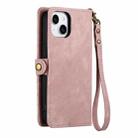 For iPhone 13 Pro Geometric Zipper Wallet Side Buckle Leather Phone Case(Pink) - 3