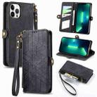 For iPhone 13 Pro Max Geometric Zipper Wallet Side Buckle Leather Phone Case(Black) - 1