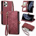 For iPhone 11 Pro Max Geometric Zipper Wallet Side Buckle Leather Phone Case(Red) - 1