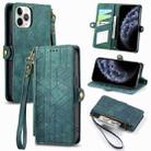 For iPhone 11 Pro Max Geometric Zipper Wallet Side Buckle Leather Phone Case(Green) - 1