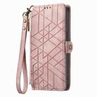 For iPhone X / XS Geometric Zipper Wallet Side Buckle Leather Phone Case(Pink) - 2