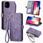 For iPhone X / XS Geometric Zipper Wallet Side Buckle Leather Phone Case(Purple) - 1