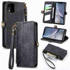 For iPhone XR Geometric Zipper Wallet Side Buckle Leather Phone Case(Black) - 1