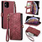 For iPhone XS Max Geometric Zipper Wallet Side Buckle Leather Phone Case(Red) - 1