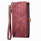 For iPhone XS Max Geometric Zipper Wallet Side Buckle Leather Phone Case(Red) - 2