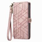 For iPhone XS Max Geometric Zipper Wallet Side Buckle Leather Phone Case(Pink) - 2