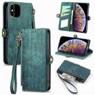 For iPhone XS Max Geometric Zipper Wallet Side Buckle Leather Phone Case(Green) - 1