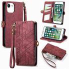 For iPhone 6 / 6s Geometric Zipper Wallet Side Buckle Leather Phone Case(Red) - 1