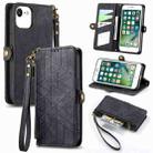 For iPhone 6 / 6s Geometric Zipper Wallet Side Buckle Leather Phone Case(Black) - 1