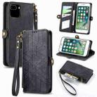 For iPhone 6 Plus / 6s Plus Geometric Zipper Wallet Side Buckle Leather Phone Case(Black) - 1