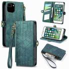 For iPhone 6 Plus / 6s Plus Geometric Zipper Wallet Side Buckle Leather Phone Case(Green) - 1