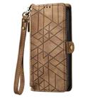 For iPhone 15 Geometric Zipper Wallet Side Buckle Leather Phone Case(Brown) - 2