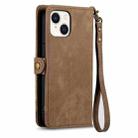 For iPhone 15 Geometric Zipper Wallet Side Buckle Leather Phone Case(Brown) - 3