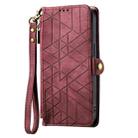 For iPhone 15 Geometric Zipper Wallet Side Buckle Leather Phone Case(Red) - 2