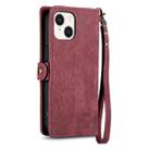 For iPhone 15 Geometric Zipper Wallet Side Buckle Leather Phone Case(Red) - 3